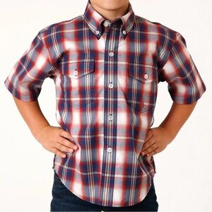 Roper Kids Boys Independence Plaid Western Shirt